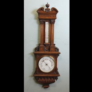 Antique Carved Oak Aneroid Barometer