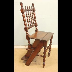Antique Metamorphic Country Chair Library Steps