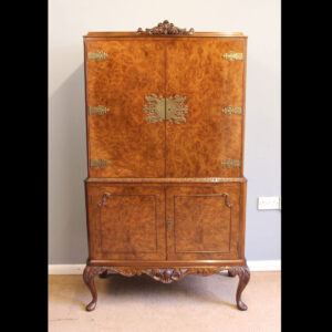 Antique Burr Walnut Cocktail Drinks Cabinet