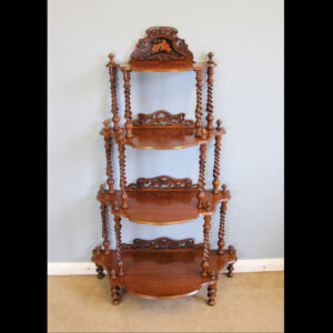 Antique Walnut Inlaid Whatnot Display Shelves
