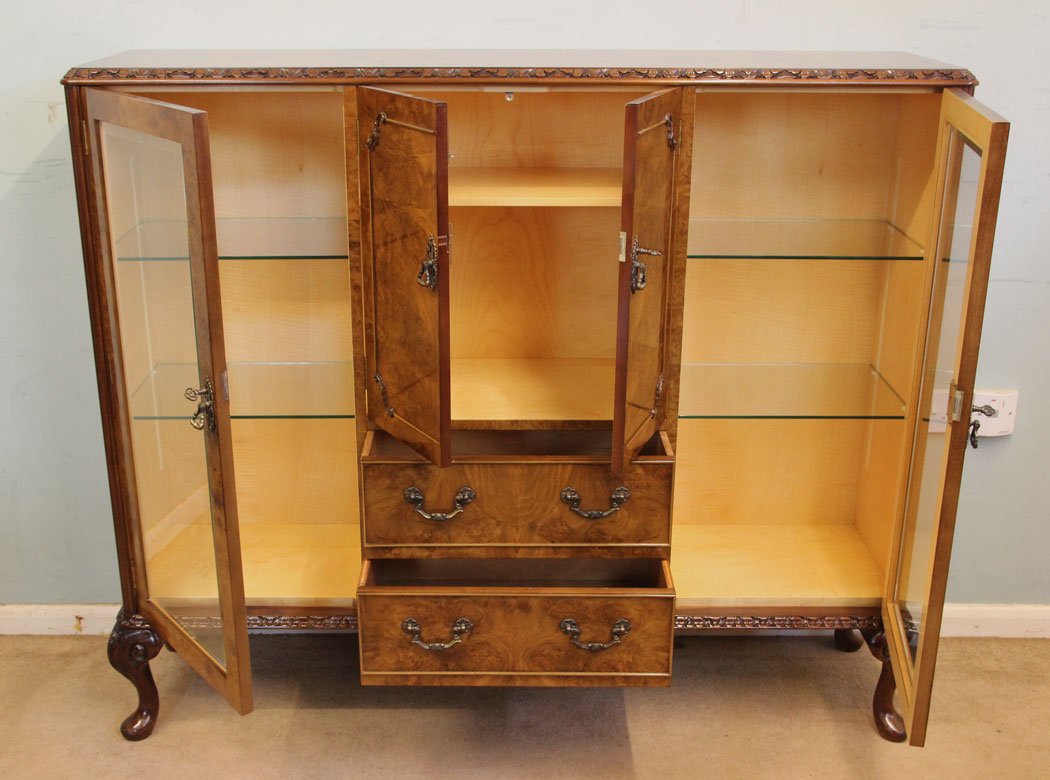 Antique Walnut Display Cabinet, London,