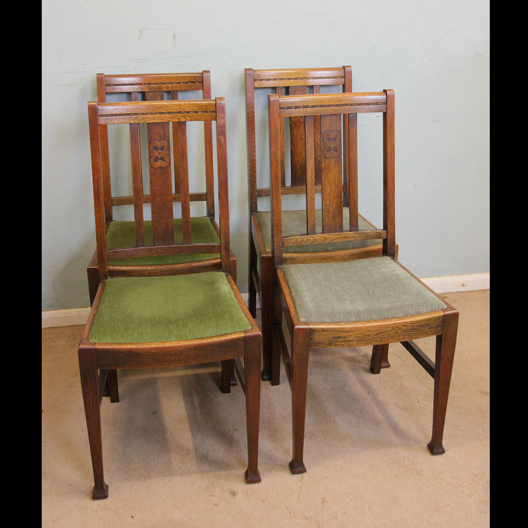 Antique Set Four Oak Dining Chairs