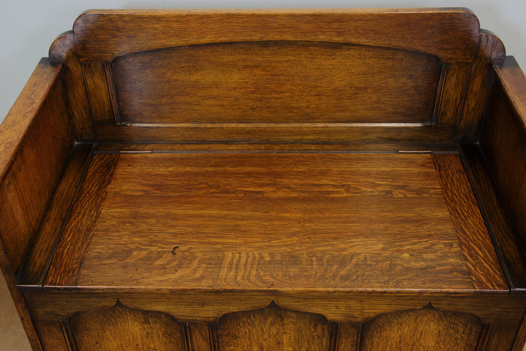 Antique Oak Hall Seat, Monks Bench, Norfolk,