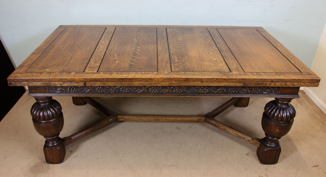 Large Antique Draw Leaf Dining Table,