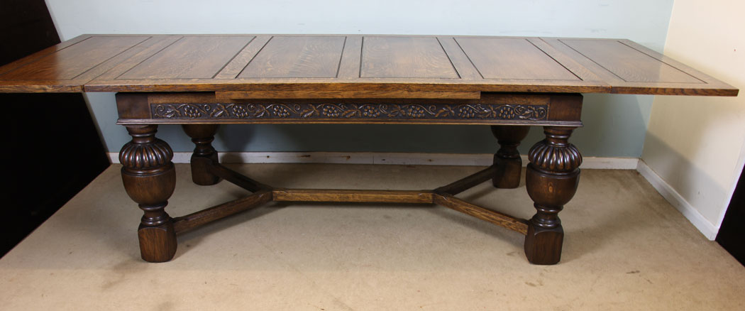Large Antique Draw Leaf Farmhouse Dining Table,