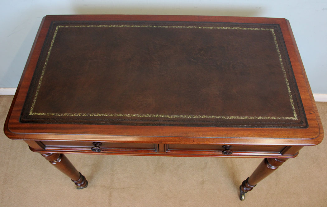 Victorian Leather Top Antique Writing Table,