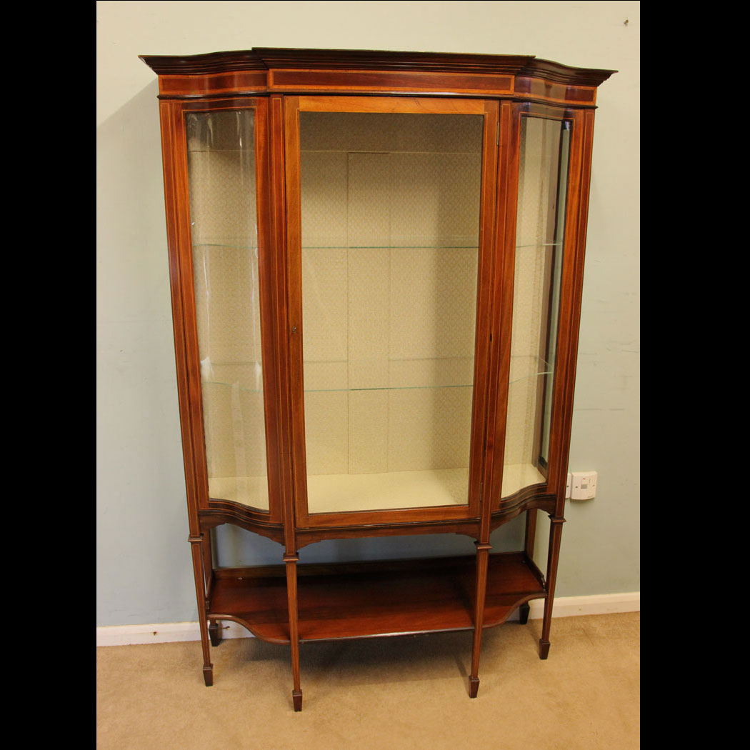 Edwardian Antique Mahogany Inlaid Display Cabinet,