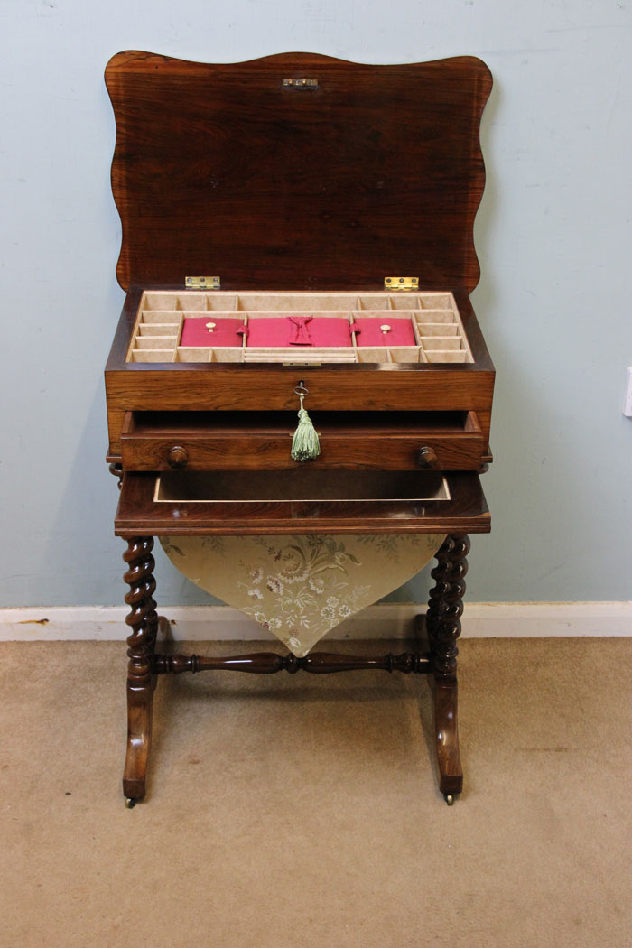 Antique Victorian Workbox, Sewing Table,