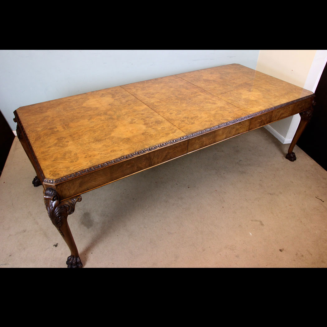 Antique Burr Walnut Large Dining Table,