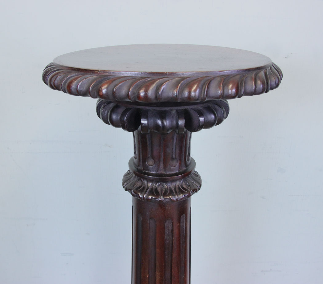Antique Carved Mahogany Torchere,