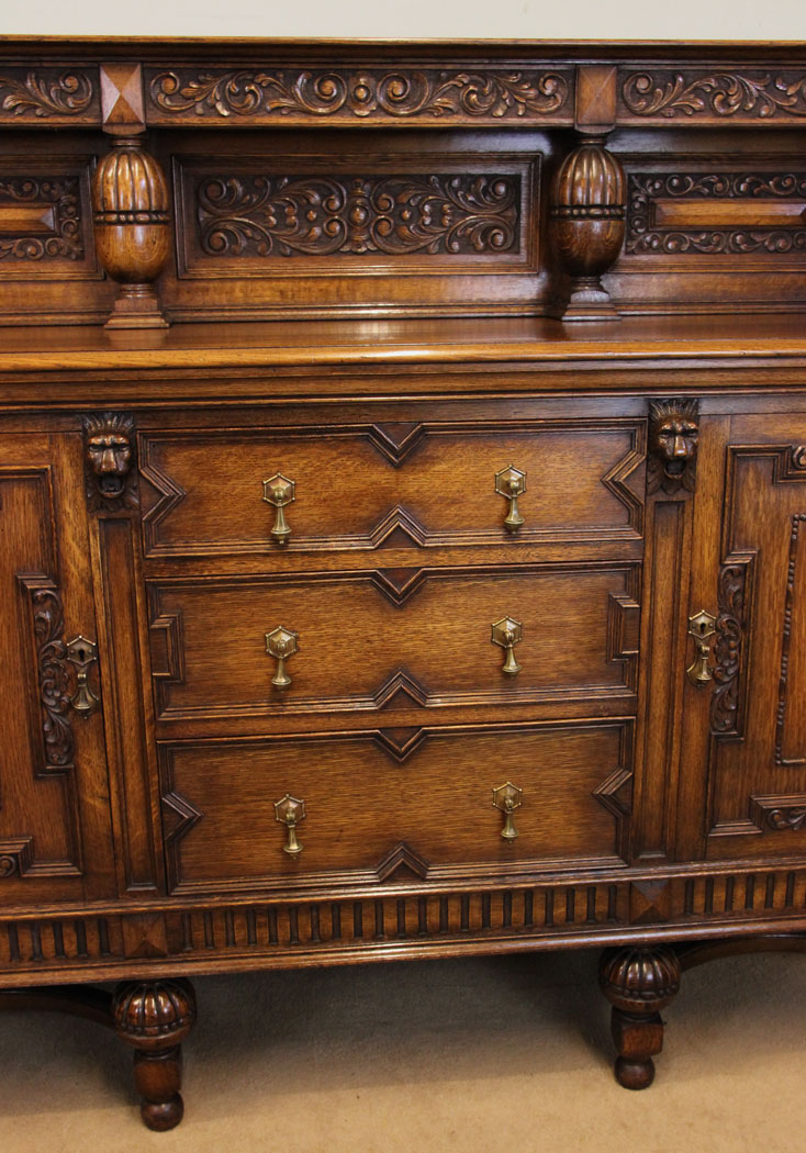 Antique Sideboard Server Dresser, Buffet, Green Man,