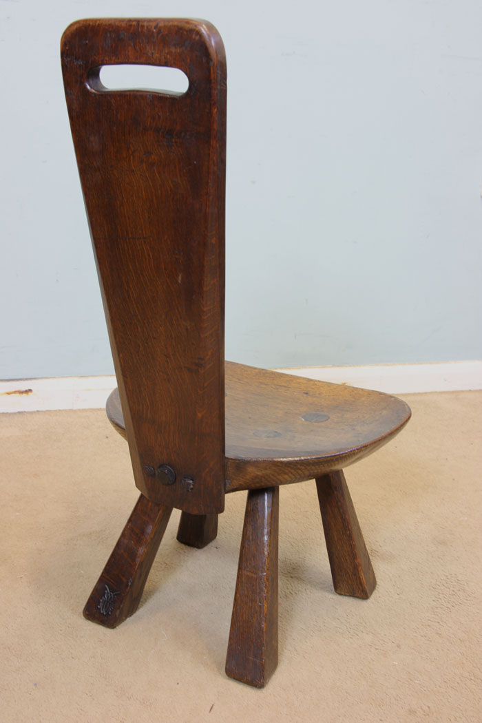 Antique Oak Low Chair, Spinning Chair,
