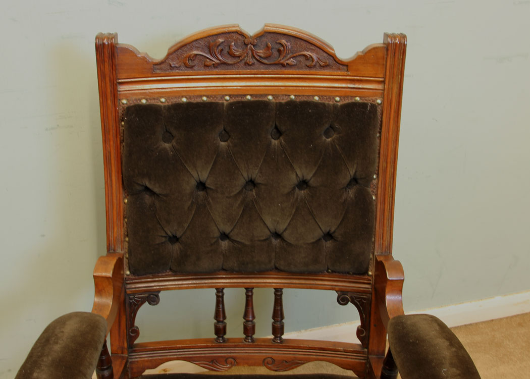 Button Back, Antique Armchair,