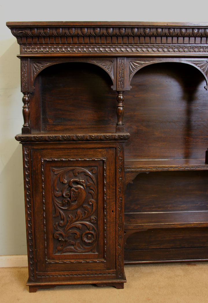Antique Carved Oak Sideboard,