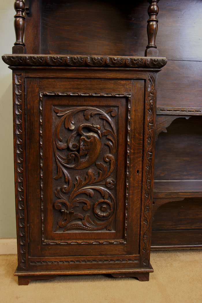 Antique Sideboard, Carved Oak Lakenheath,