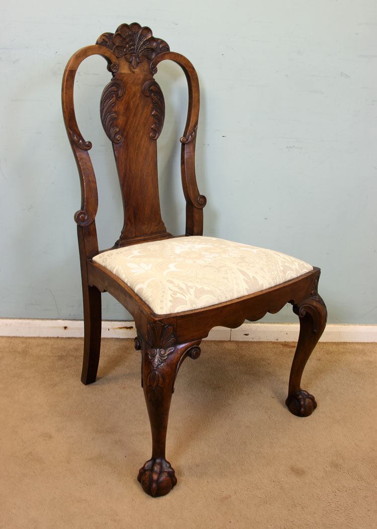 Set Eight Antique Walnut Dining Chairs,