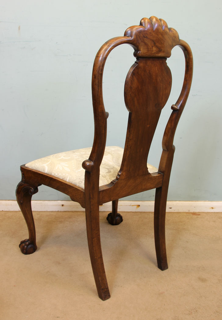 Set Eight Antique Walnut Dining Chairs,
