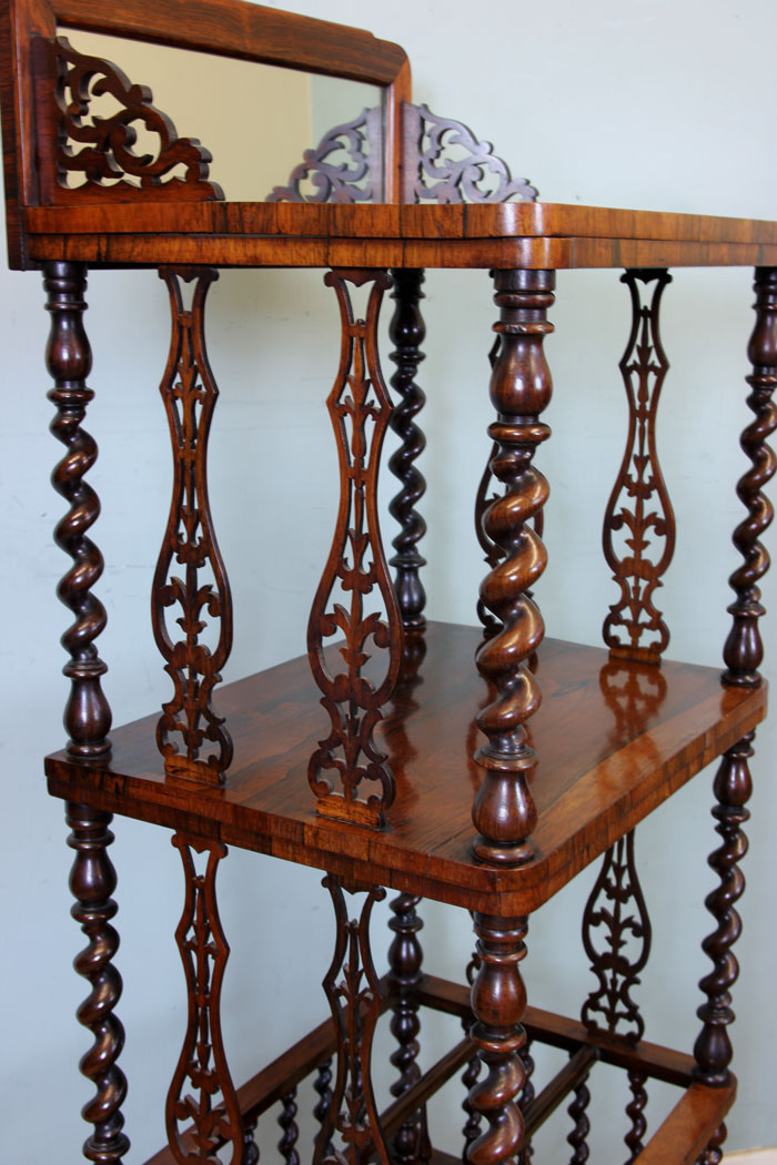 Mirror Back Victorian Canterbury Whatnot,