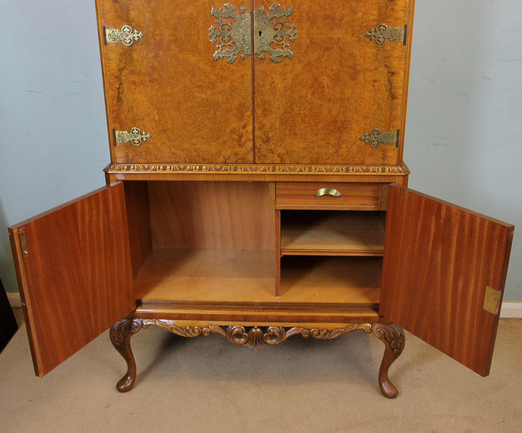 Antique Burr Walnut Cocktail Cabinet,