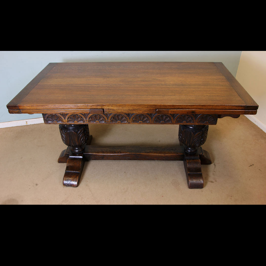 Antique Large Draw Leaf Refectory Dining Table,