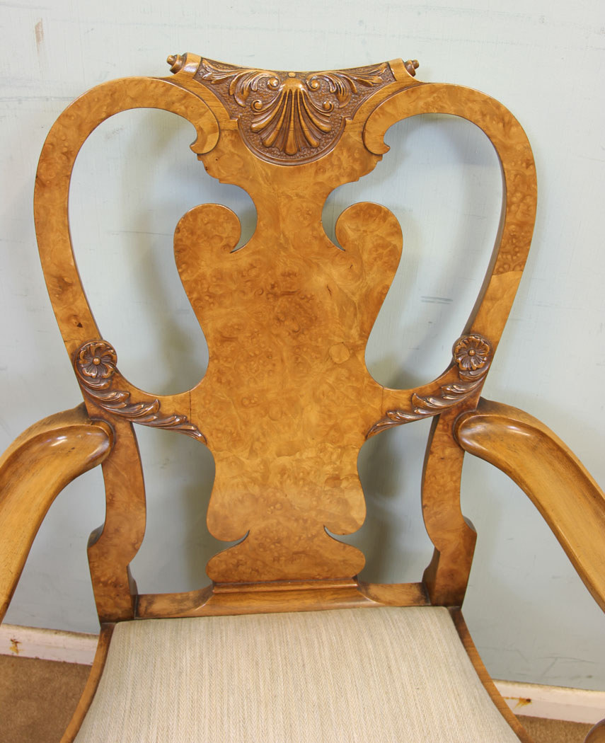 Antique Set Eight Walnut Dining Chairs, Carved Shell, The Antique Shop,