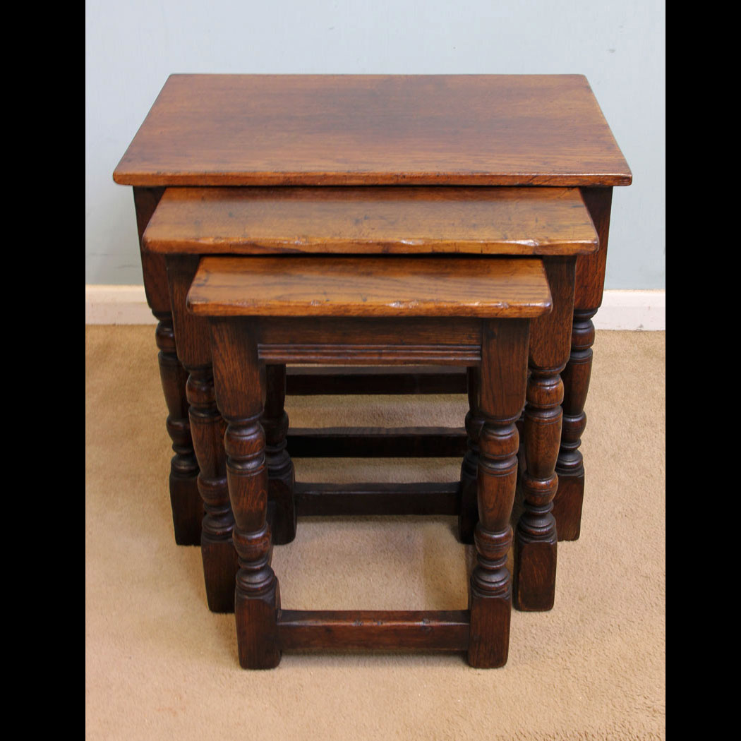 Nest of Three Oak Occasional Tables,
