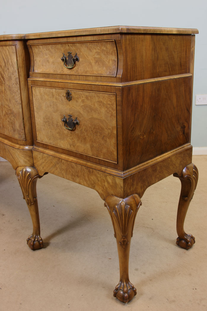 Antique Burr Walnut Ball Claw Sideboard,