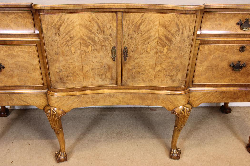 Antique Burr Walnut Shaped Sideboard,