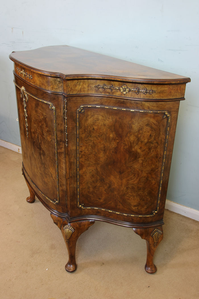 Antique Burr Walnut Side Cabinet, Sideboard,