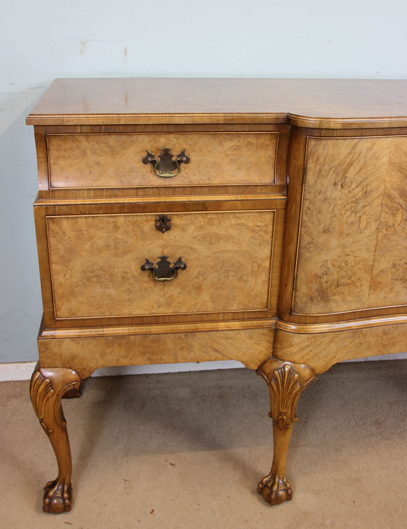 Antique Burr Walnut Sideboard, Drawers Cupboard,