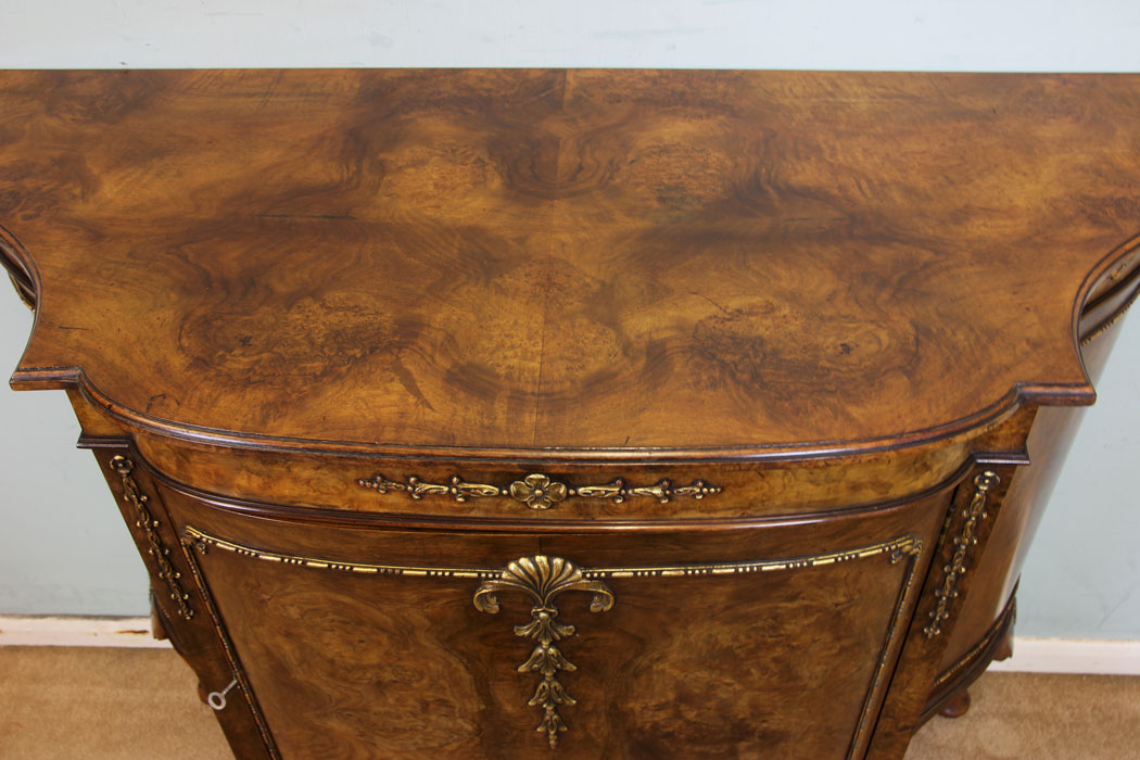 Antique Shaped Burr Walnut Side Cabinet,