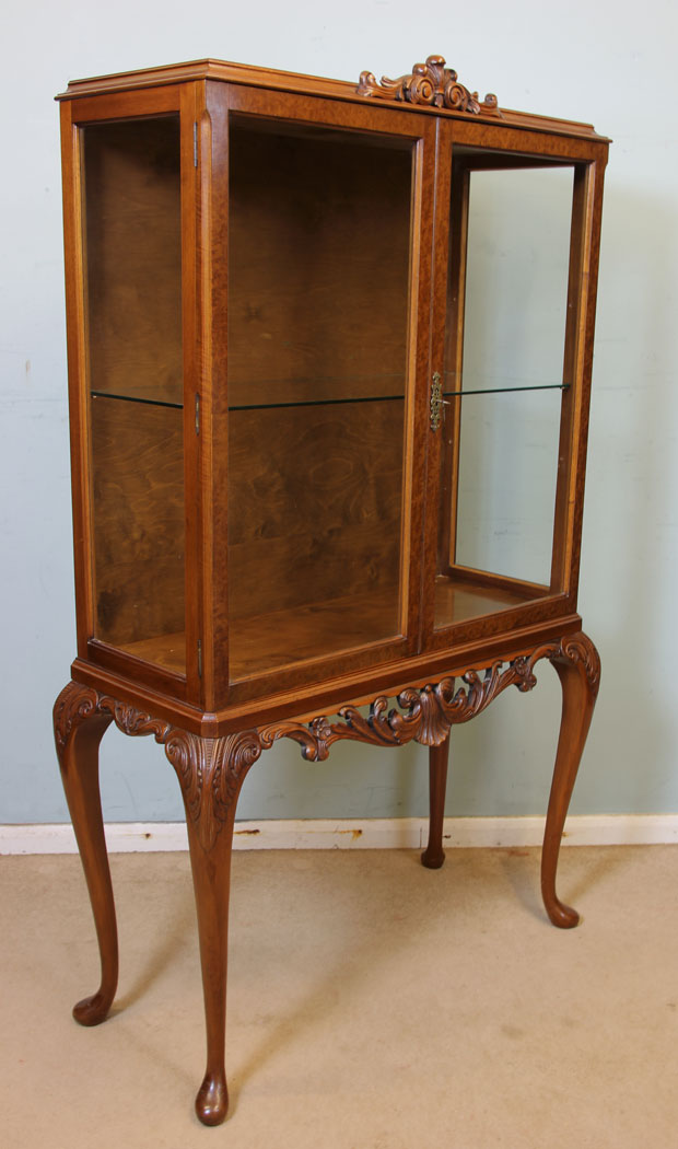 Antique Walnut China Display Cabinet,