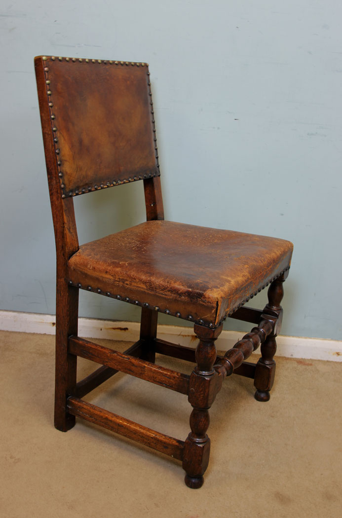 Leather Antique Set 8 Dining Chairs, Leather Antique Set 8 Dining Chairs
