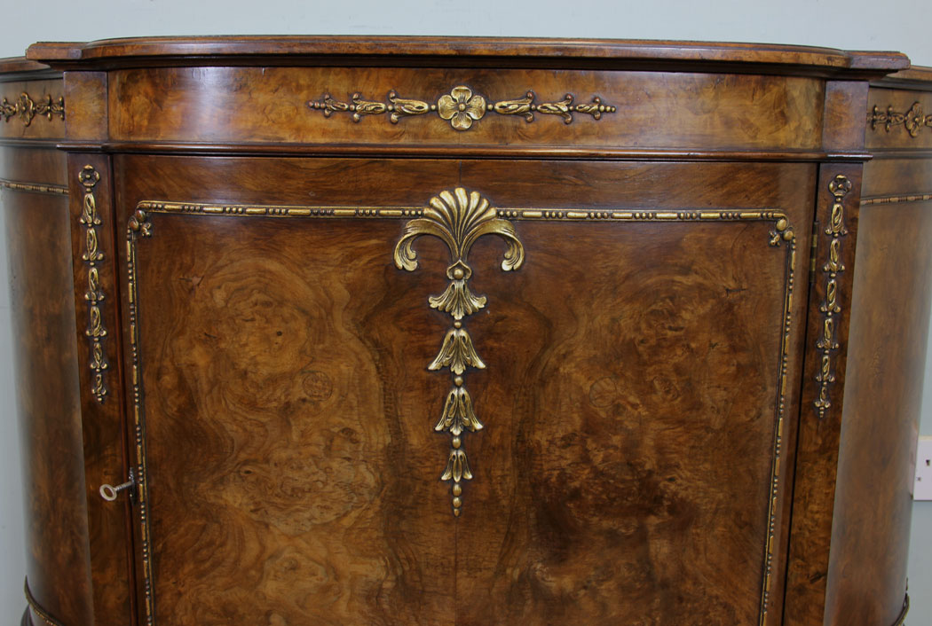 Quality Antique Burr Walnut Side Cabinet,