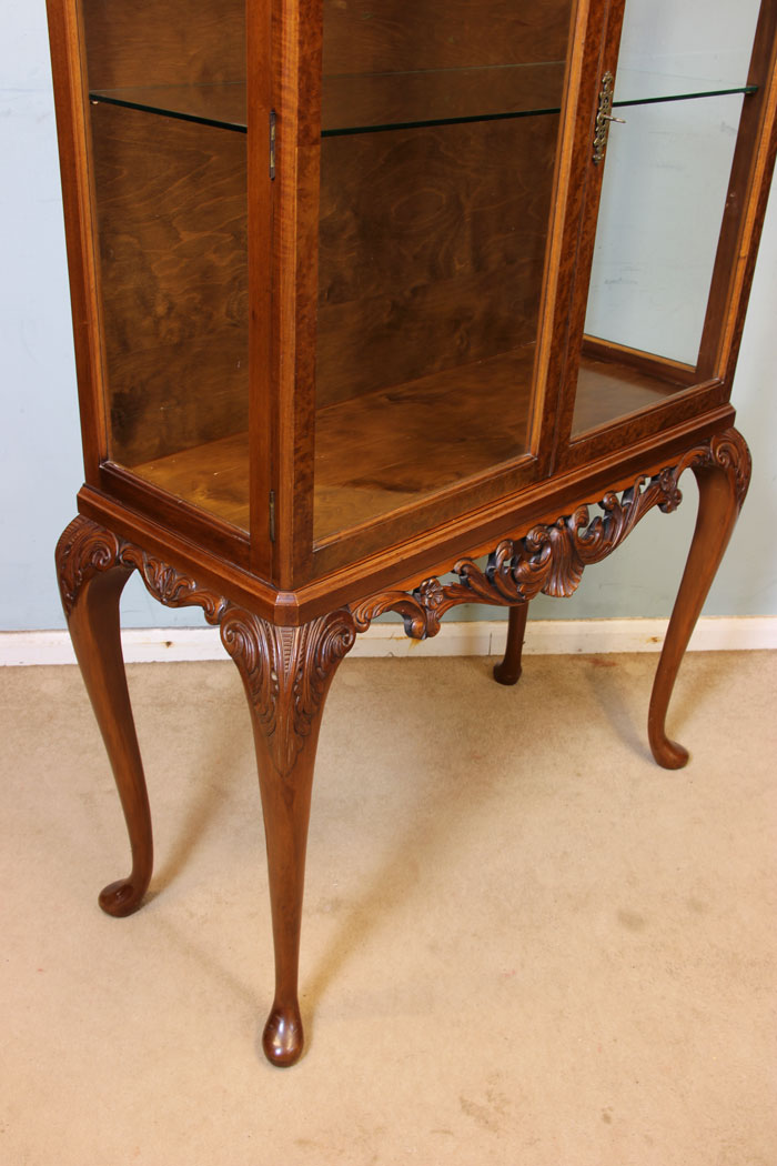 Queen Anne Style Walnut China Display Cabinet,