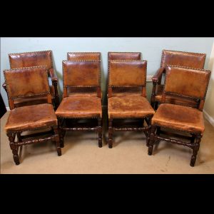 Set 8 Antique Oak Dining Chairs.
