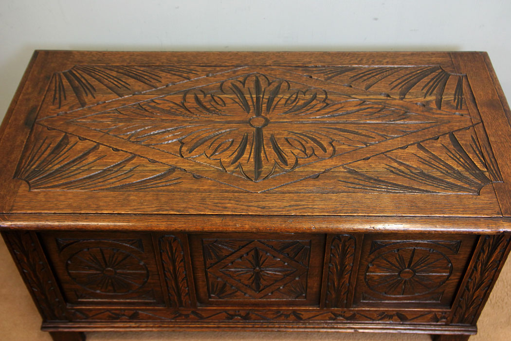 Antique Carved Oak Coffer,