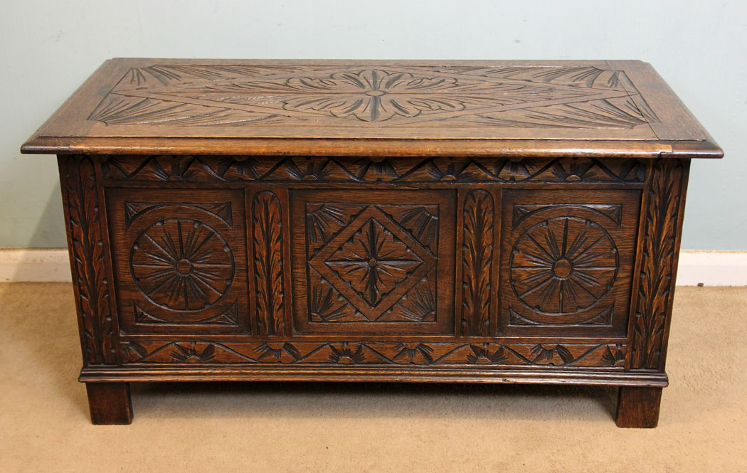 Antique Oak Blanket Chest Coffer,