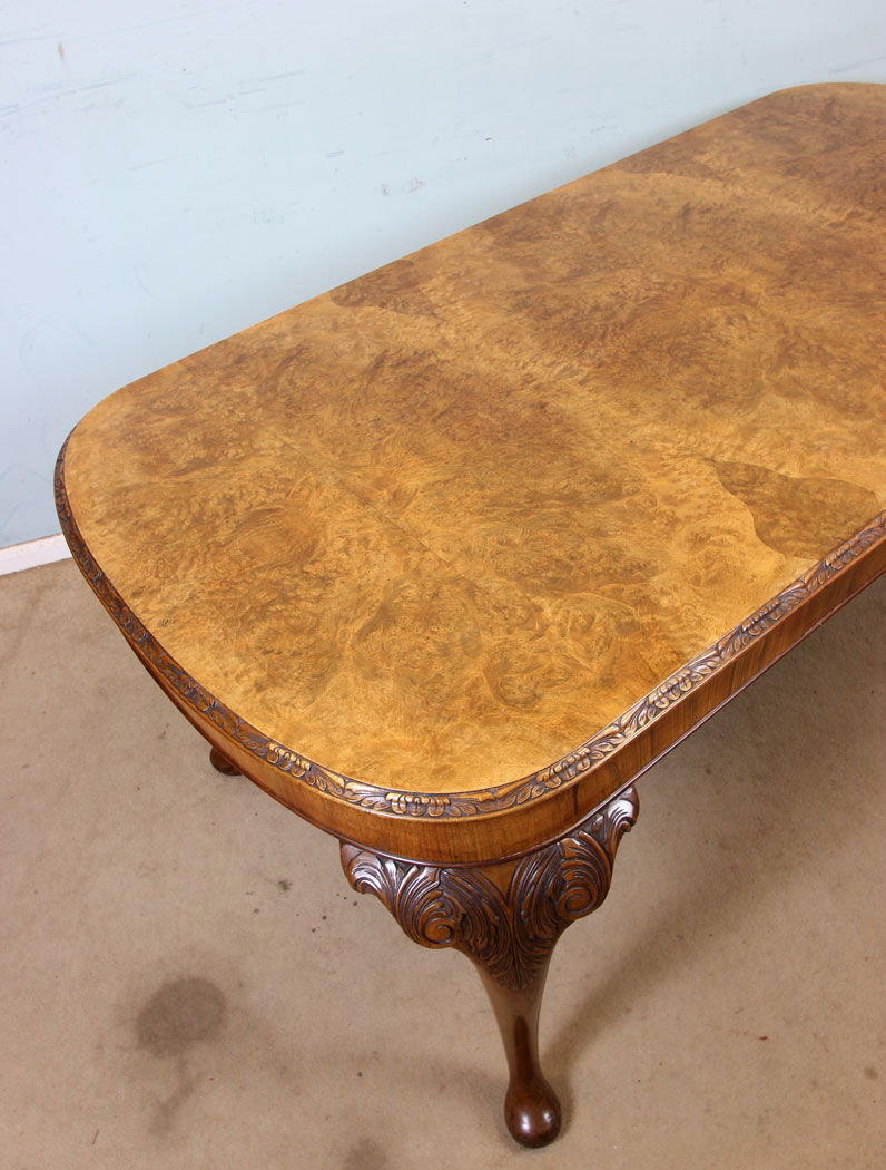 D End Antique Burr Walnut Dining Table.