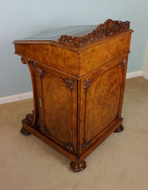 Antique Burr Walnut Davenport Writing Desk.