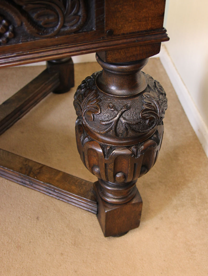 Antique Carved Oak Refectory Table.