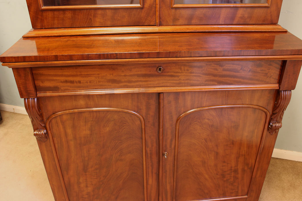-Antique-Mahogany-Cupboard-Bookcase,-