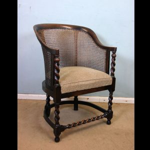 Antique Bergere Oak Desk Chair