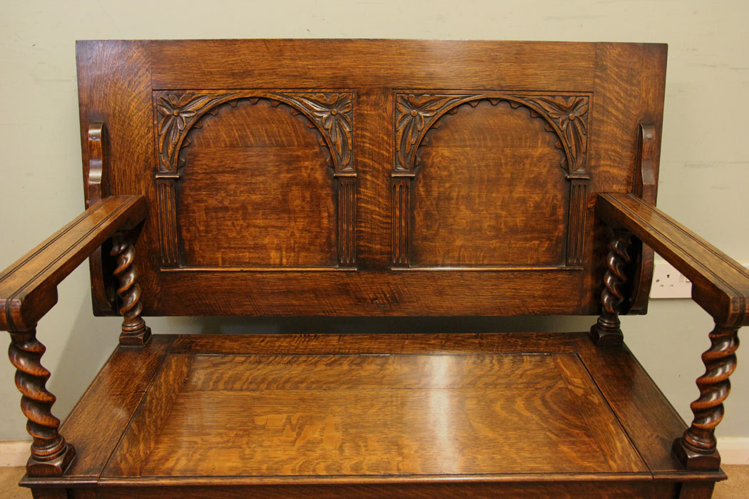 Antique Oak Monks Bench.
