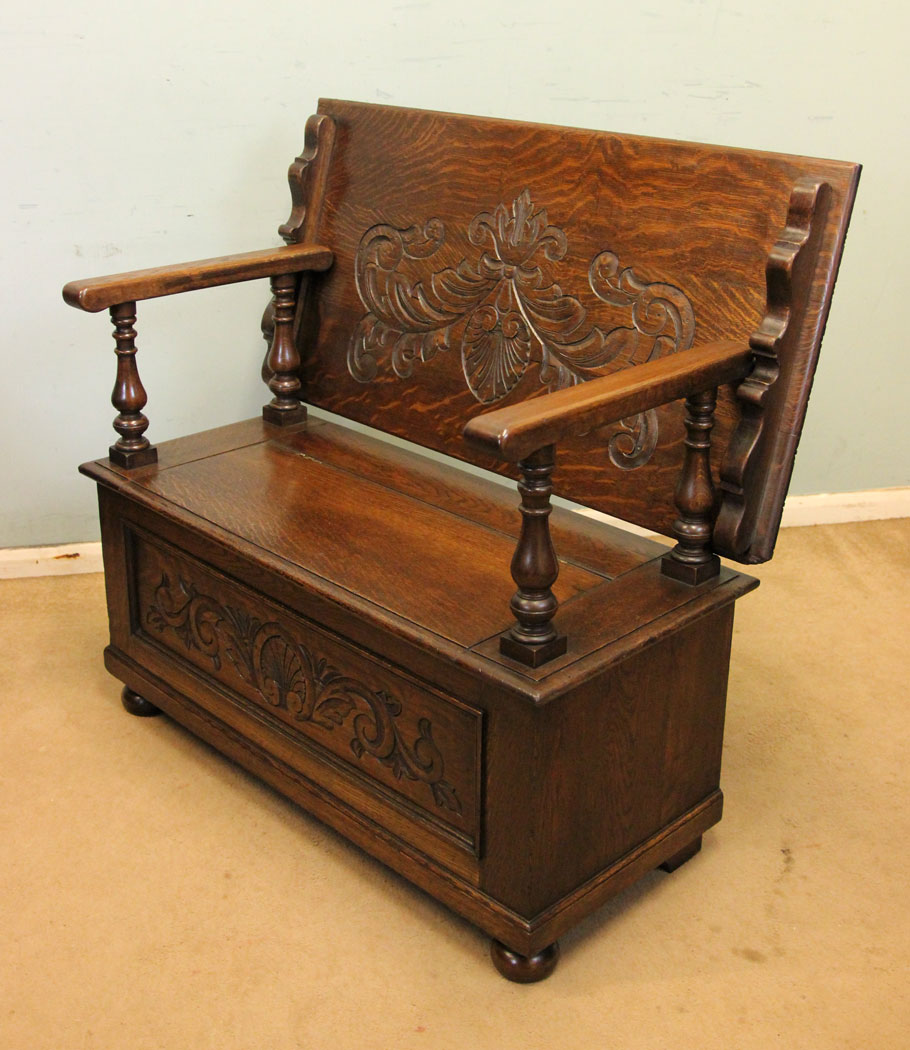 Antique Oak Monks Bench.