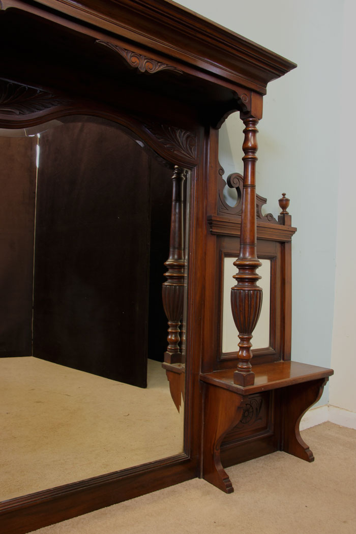 Antique Walnut Overmantle Victorian Mirror,