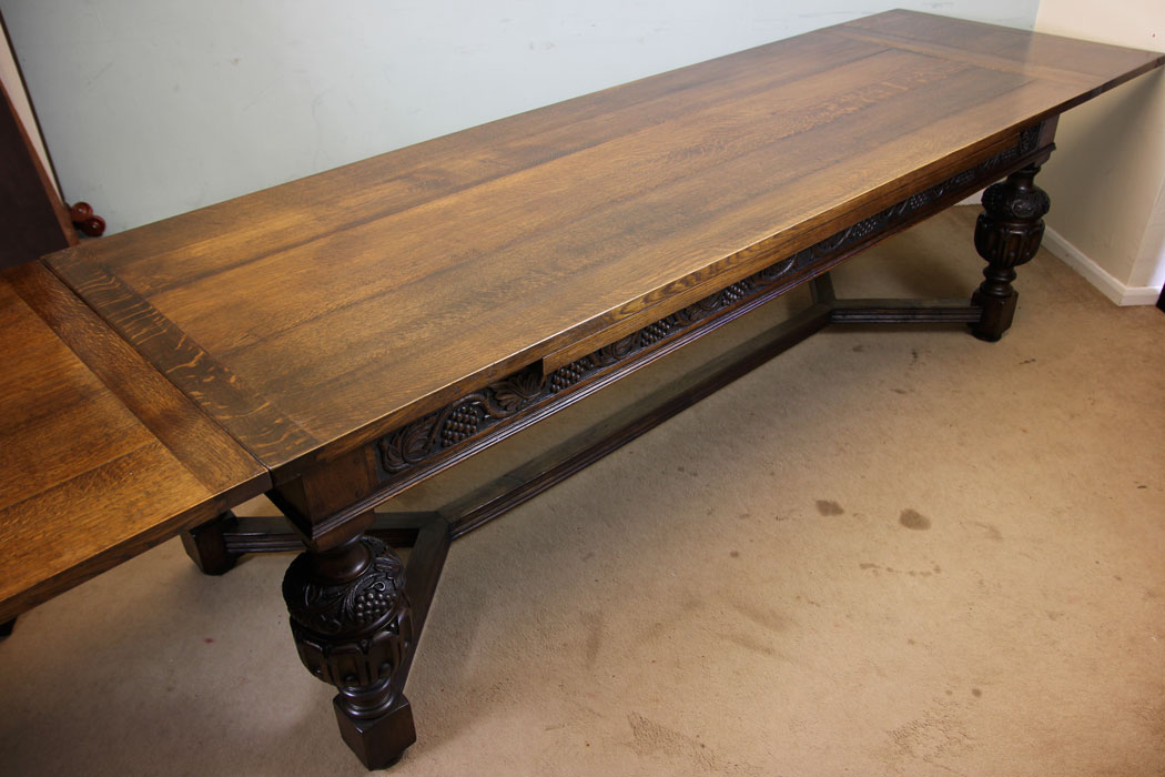Huge Antique Oak Drawleaf Refectory Table.