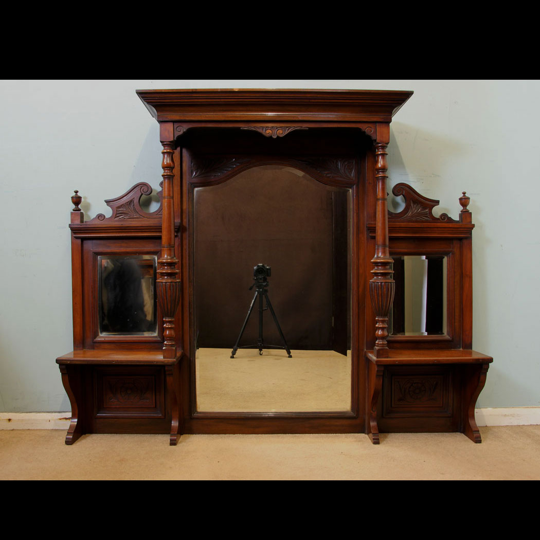 Overmantle Victorian Mirror, Antique Overmantle Victorian Mirror,