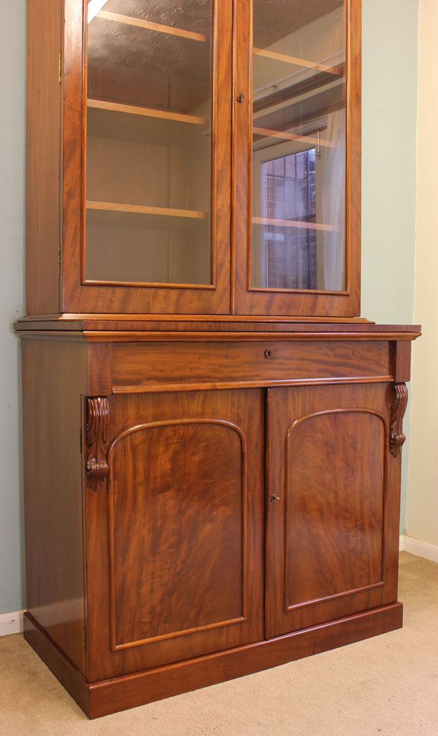 -Victorian-Mahogany-Library-Bookcase,-