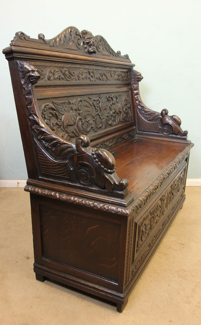 Antique Carved Oak Settle,